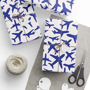 UNITED Blue Wrapping Paper, Airplane Pattern, Aviation Pilot Flight Attendant Travel Pattern, Gift Wrap Roll, Craft Paper, United Airlines image 1