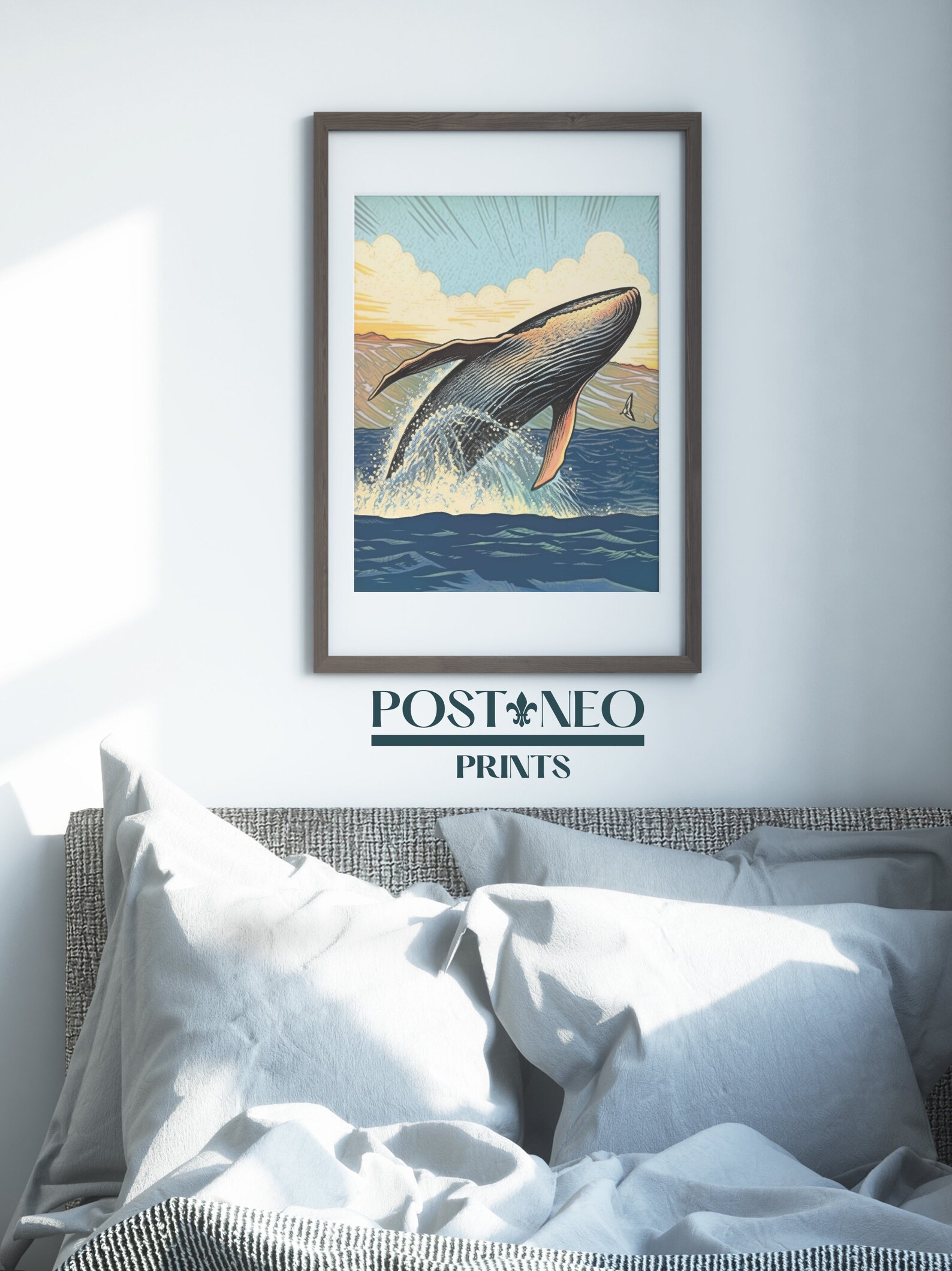 PRINTABLE Artwork of Breaching Whale, Hawaiian Humpback Whale, Hawaii ...