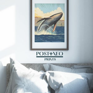PRINTABLE Artwork of Breaching Whale, Hawaiian Humpback Whale, Hawaii ...