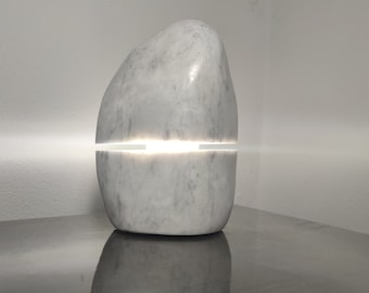 Natural Lamp made of White Italian Premium Marble - Unique