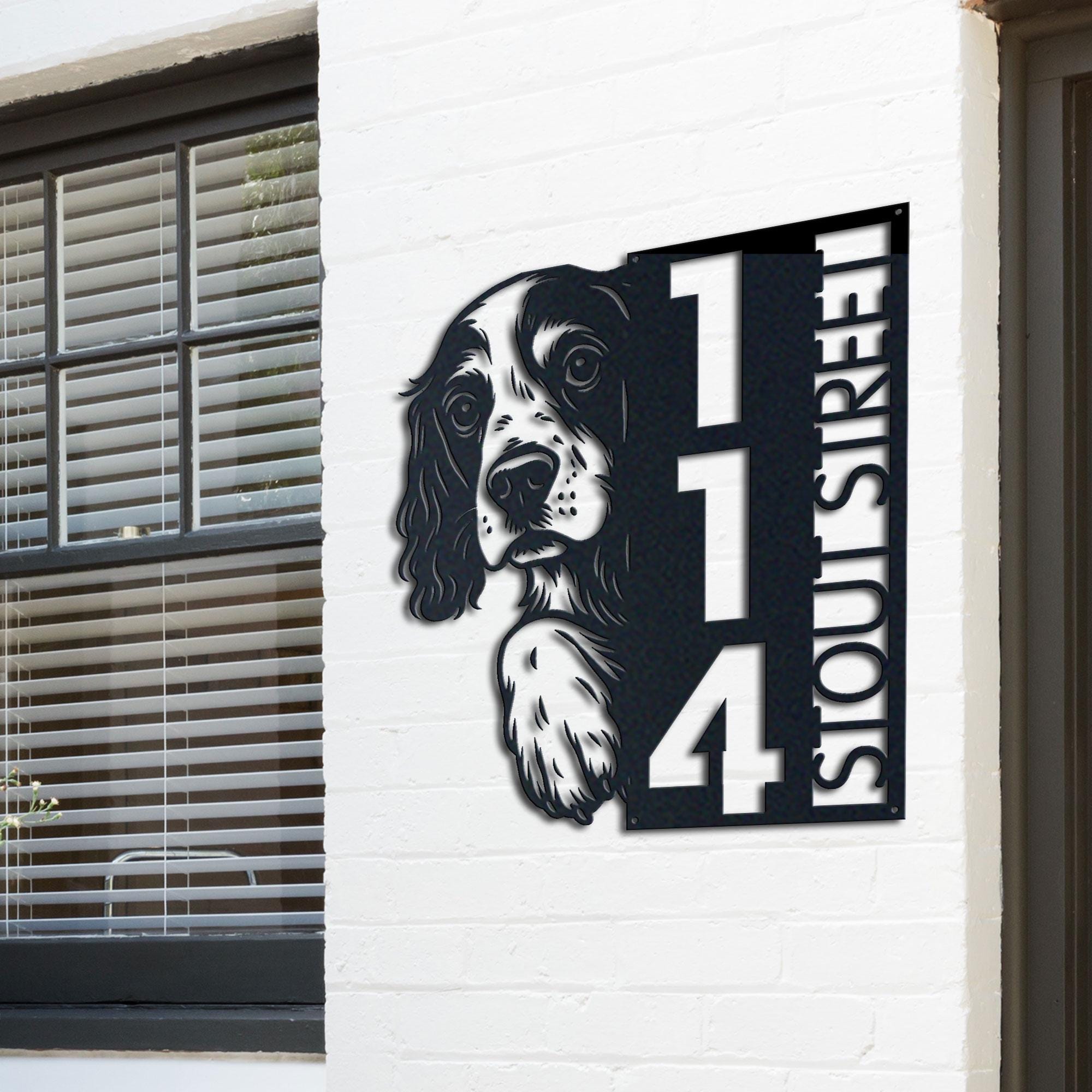 Springer Spaniel Sign English Springer Spaniel Address Sign – Vertical Metal House Number ...