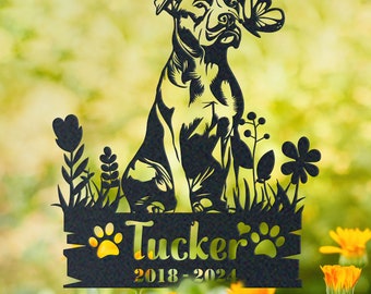 Custom American Staffordshire Terrier Metal Stake – Outdoor Pet Memorial Garden