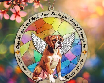 Custom Dog Suncatcher Ornament: Boxer Memorial, Pet Loss Gift
