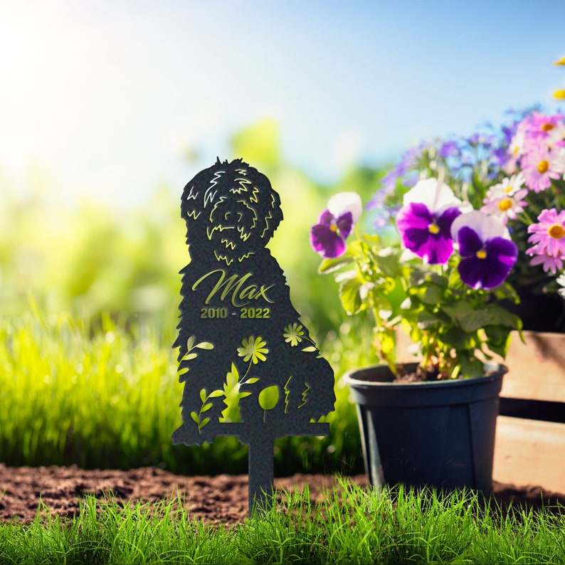 Custom Dog Memorial Garden Stake, Goldendoodle Yard Art, Dog Sympathy