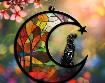 Black Mouth Cur Dog Suncatcher – Custom Memorial Ornament for Wall or Window