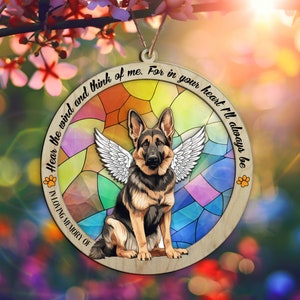 Personalized German Shepherd Memorial Suncatcher, Elegant Custom In Loving Memory Gift, Sun-Catching Window Tribute, Heartfelt Pet Loss Gift