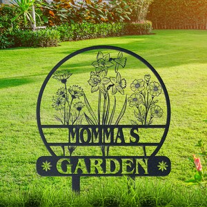 Mother Birth Flower Gift, Custom Birth Flower Metal Garden Stake, Unique Outdoor Garden Decoration for Mom