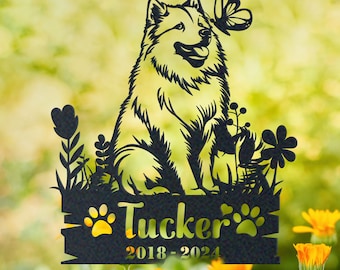Custom Samoyed Metal Stake – Outdoor Pet Memorial Garden