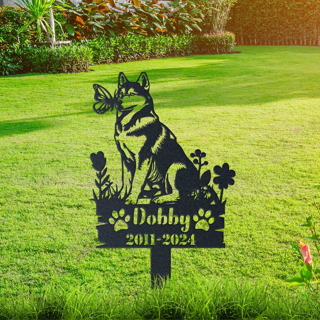 Personalized Memorial Metal Garden Stake, Custom Pomsky Loss Tribute