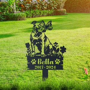Personalized Memorial Metal Garden Stake, Custom American Bully Loss Tribute, Dog Sympathy Gift, Pet Loss Gift