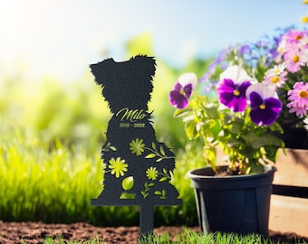 Yorkie Metal Stake – Custom Dog Memorial for Yard or Garden