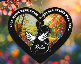 Custom Dog Memorial Suncatcher: French Bulldog Loss Gift, Rainbow Bridge Ornament
