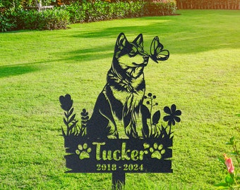 Custom Akita Metal Stake – Outdoor Pet Memorial Garden
