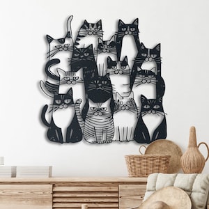 Funny Cats Metal Wall Art: Whimsical Feline Decor