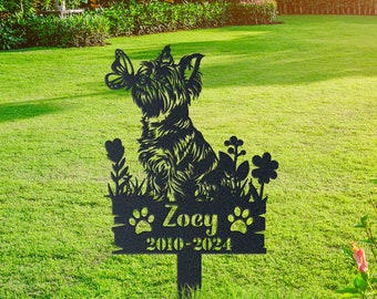 Custom Yorkie Metal Stake – Outdoor Pet Memorial Garden