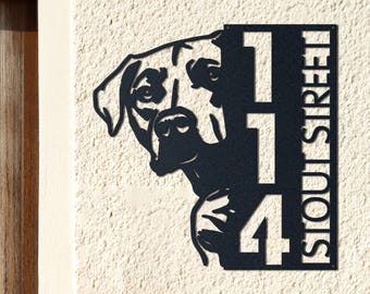 Rhodesian Ridgeback Address Sign – Vertical Metal House Number Plaque for Outdoor Use