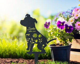 Pit Bull Metal Stake – Custom Dog Memorial for Yard or Garden