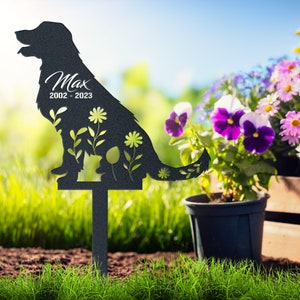 Personalized Golden Retriever Garden Stakes, Metal Yard Art, Dog Sympathy Gift, Custom Dog Memorial, Pet Loss Gift