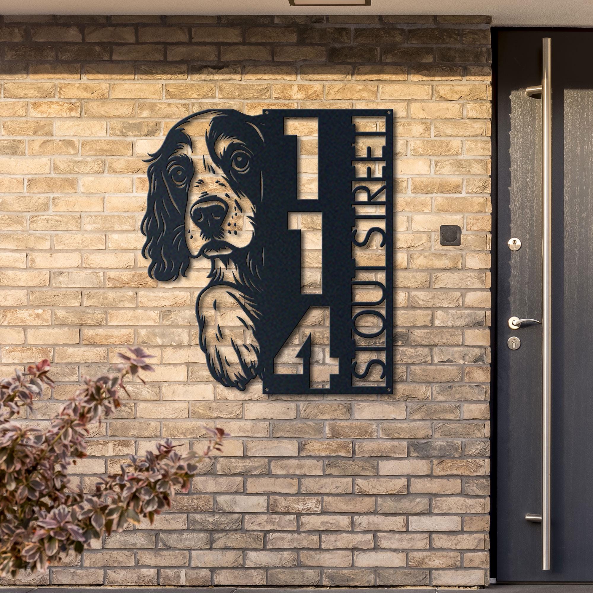 Springer Spaniel Sign English Springer Spaniel Address Sign – Vertical Metal House Number ...