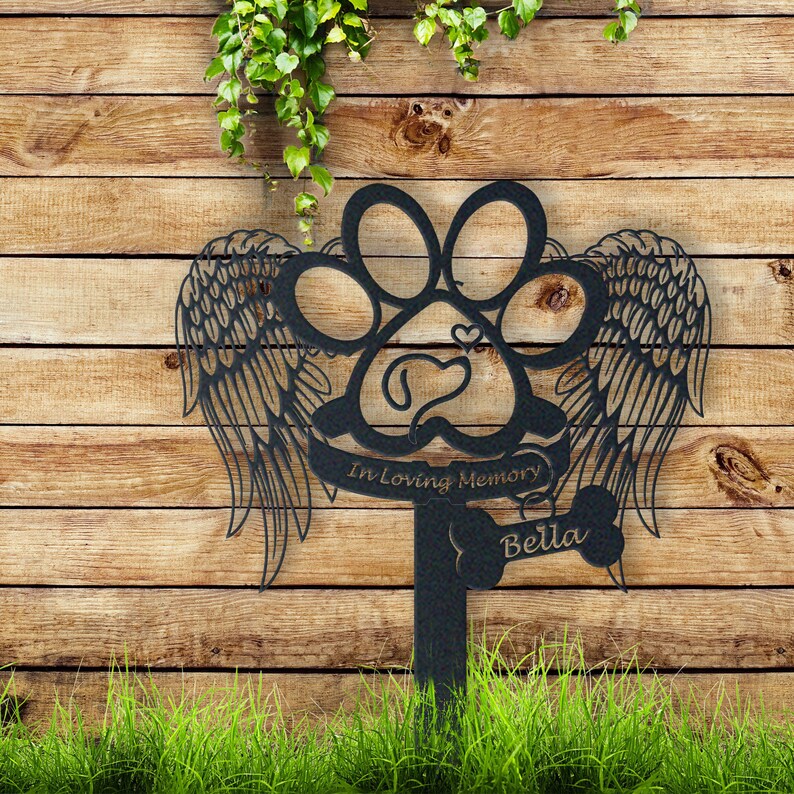 Custom Dog Memorial Garden Stake, Metal Yard Art, Dog Memorial Gift