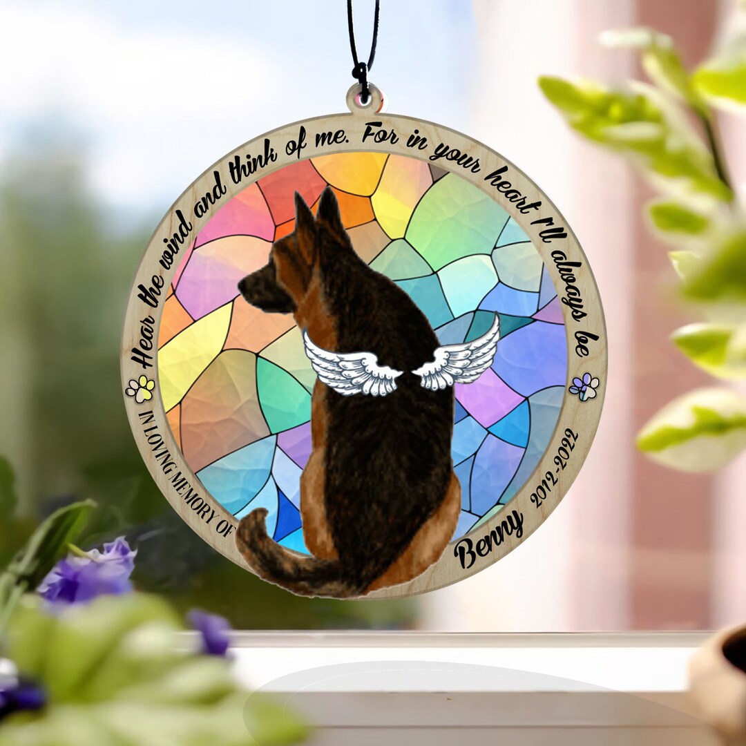 Personalized German Shepherd Memorial Suncatcher, Pet Memorial Gift, Pet Loss Gift Etsy