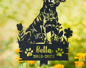 Custom Rottweiler Metal Stake – Outdoor Pet Memorial Garden