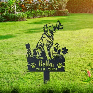 Golden Retriever Custom Garden Stake, Personalized Metal Yard Art, Dog Sympathy Gift, Custom Dog Memorial, Pet Loss Gift
