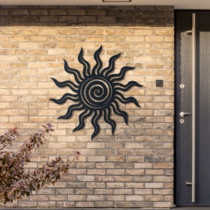 Whimsical Wacky Sun Metal Wall Art, Unique Outdoor Decor for Garden, Perfect Eclectic Home Gift