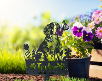 Custom Cavalier King Charles Spaniel Metal Stake – Outdoor Pet Memorial Garden
