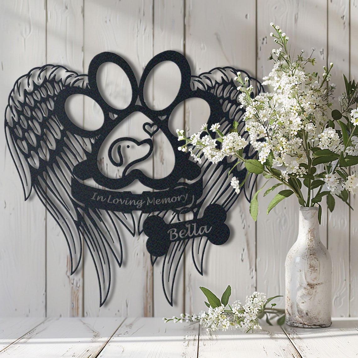 Custom Dog Memorial Metal Sign: Paw Print & Wings Wall Art - Etsy