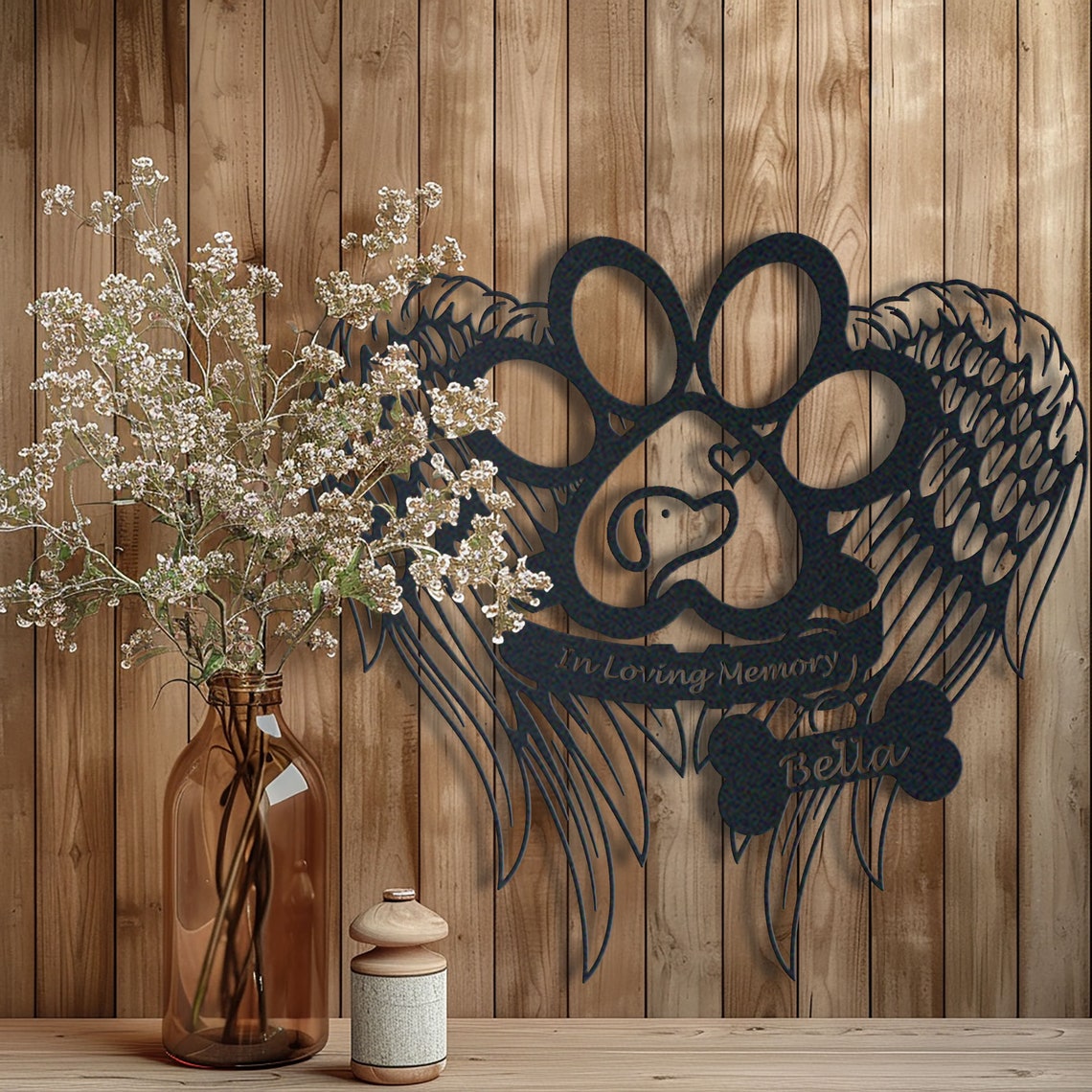 Custom Dog Memorial Metal Sign: Paw Print & Wings Wall Art - Etsy