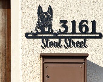 German Shepherd Address Signs, House Number Sign, Modern House Numbers, Address Plaque