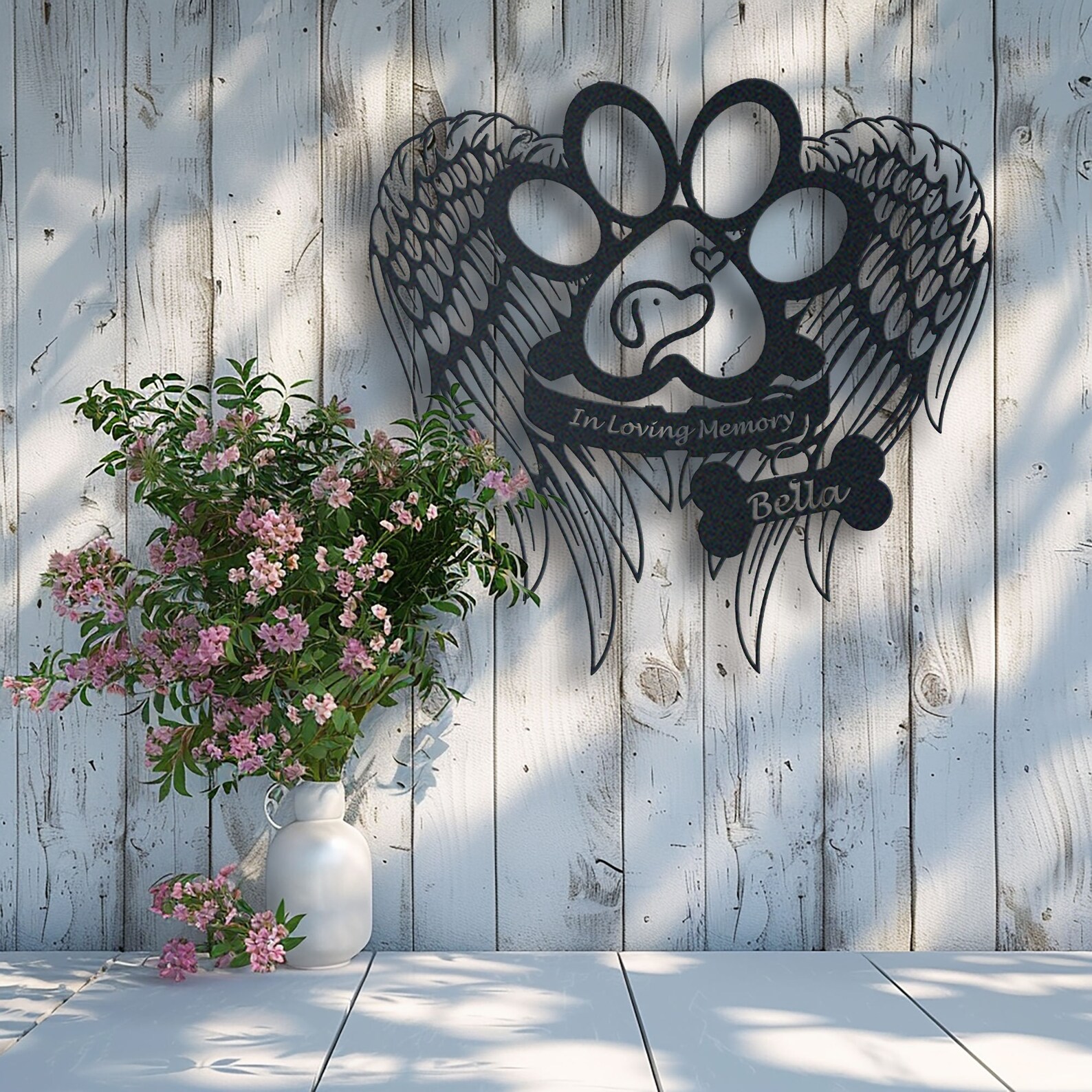 Custom Dog Memorial Metal Sign: Paw Print & Wings Wall Art - Etsy
