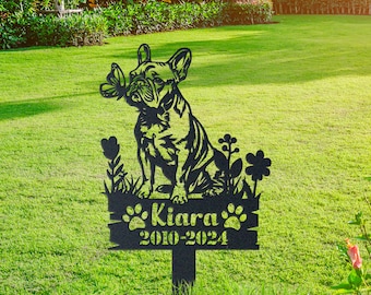 Custom French Bulldog Metal Stake – Outdoor Pet Memorial Garden