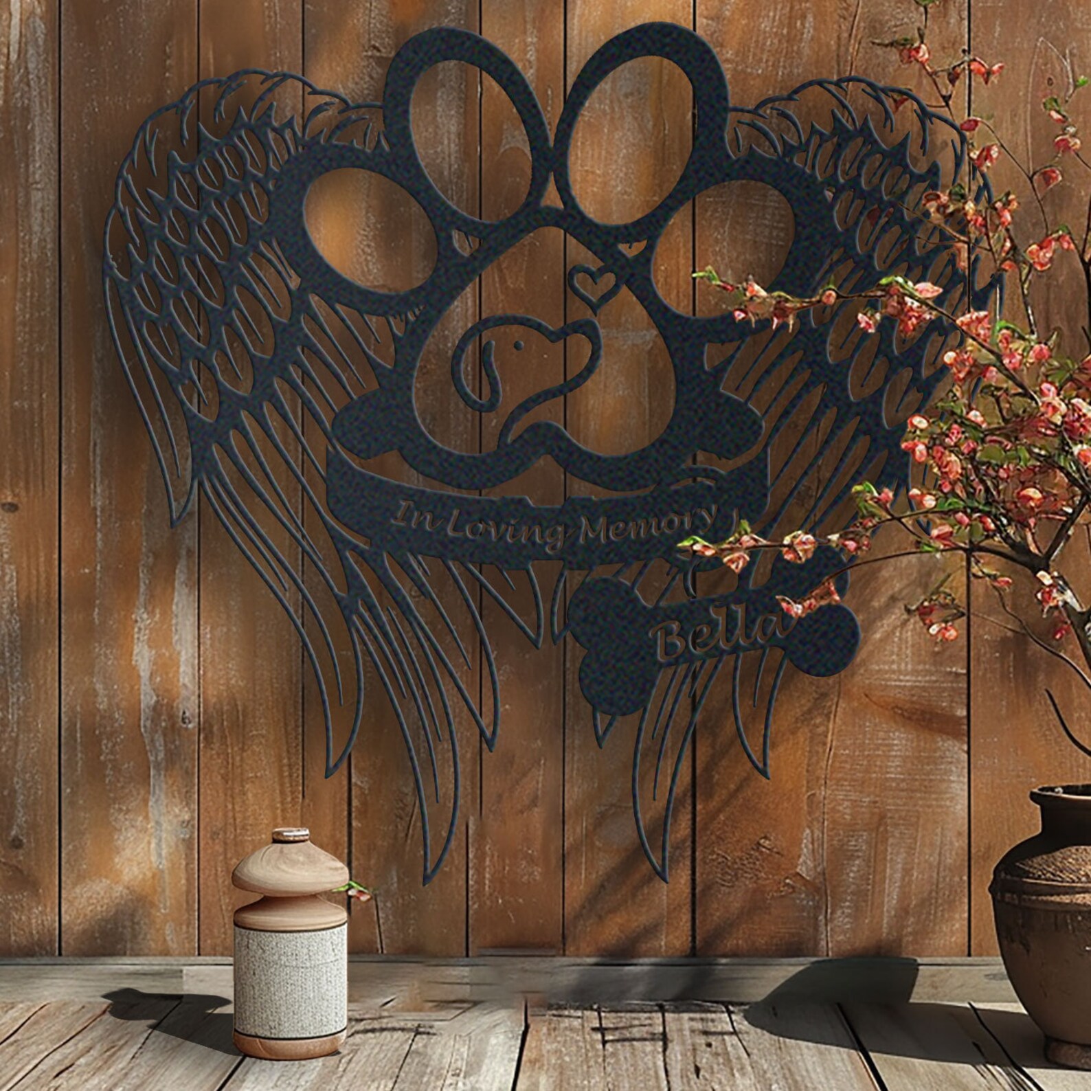 Custom Dog Memorial Metal Sign: Paw Print & Wings Wall Art - Etsy