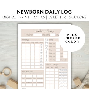 newborn daily log | baby diary | baby log | new mom gift | baby shower gift | gender neutral
