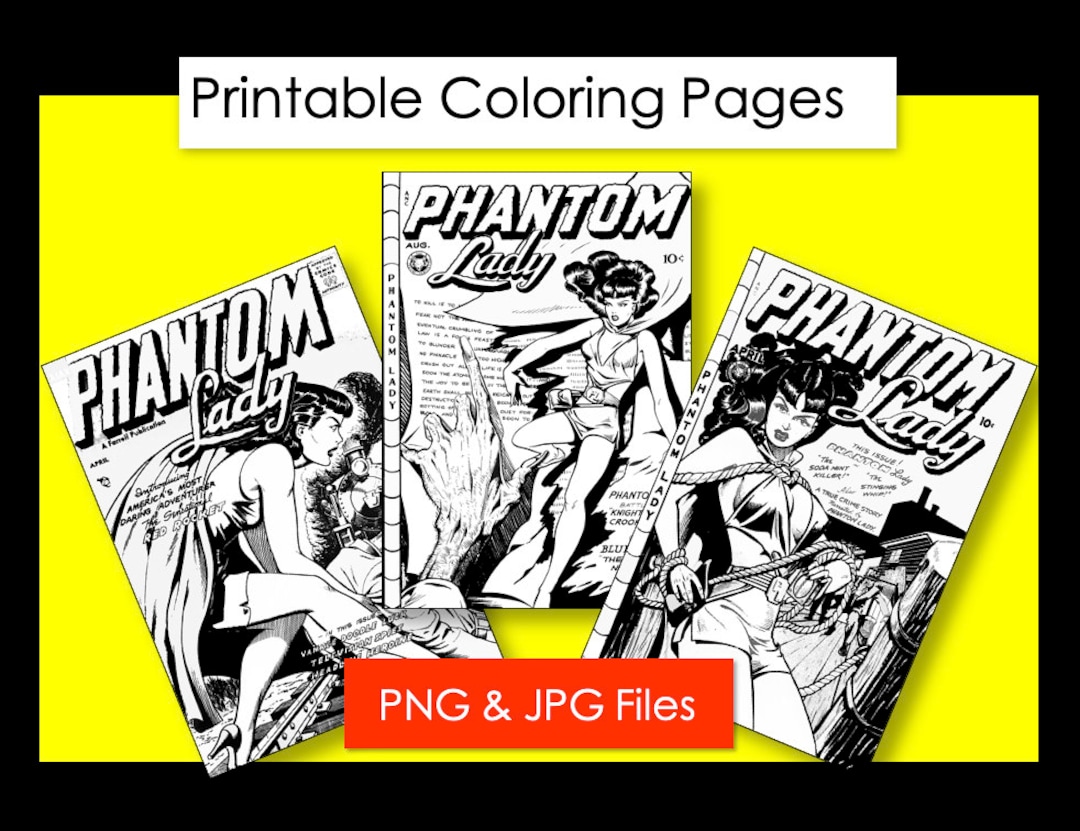 Coloring Pages for Adults Vintage Comic Book Covers – Phantom Lady Hero ...