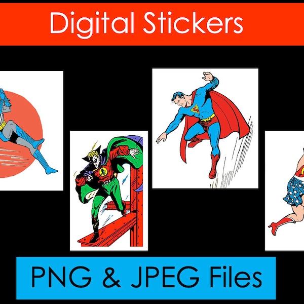 Classic DC Superheroes from the Golden Age of Comics - Digital Stickers