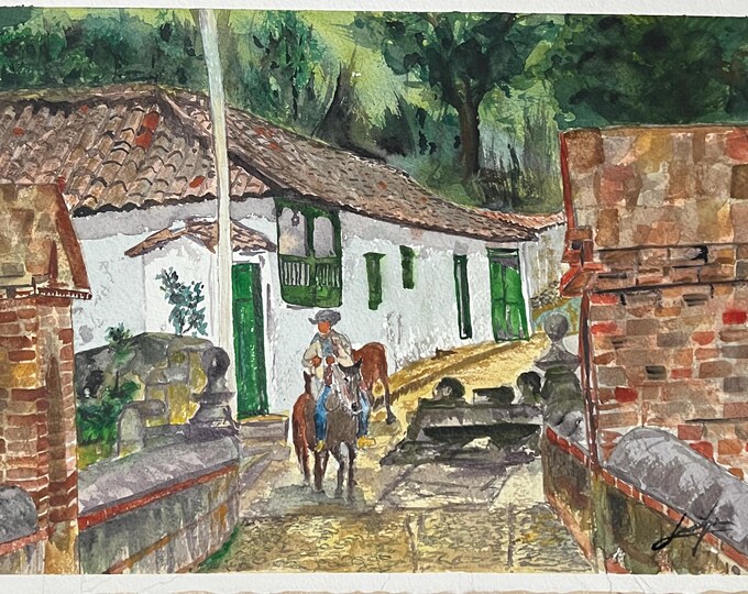 Campesino. Art to Print. Acuarela imprimible. Artwork to print. Campesino zona cafetera Colombia.