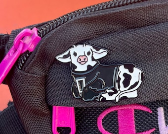Cow Wearing My Sweater Enamel Pin - Black (The 1975 Inspired)