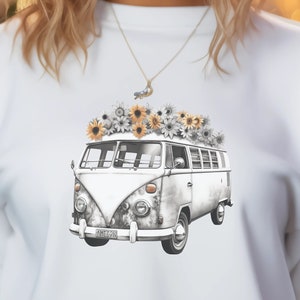 Vintage Woodstock Van Sweatshirt, Hippie Van T-Shirt, Classic Music Festival Van Hoodie, Good Vibes TShirt, Retro Flower Van Crewneck