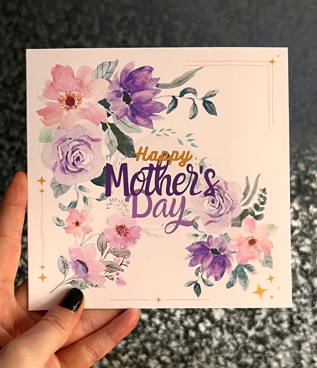 Purple Floral Mothers Day Card - Etsy
