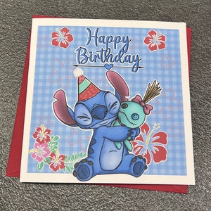 Tarjeta de cumpleaños de Stitch & Scrump