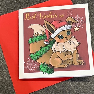 Christmas Eevee card 5” x 5”