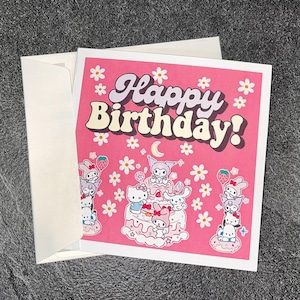 Carte d'anniversaire personnages Sanrio Hello Kitty