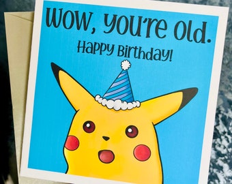 Pikachu WOW! Birthday Card