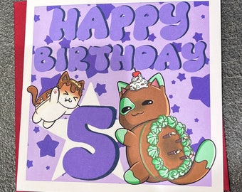 Aphmau meemeows Cake Birthday Card.