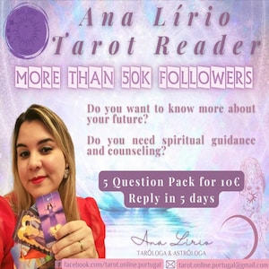Leitura de Tarot com Ana Lírio – Mais de 60 Mil Seguidores no Facebook - Resposta em 5 Dias