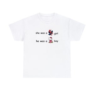Sanrio spiderman couple tee, hello kitty, kawaii t-shirt, girls tee, girls meme tshirt meme humorous tee, y2k genz meme funny humor tee image 2