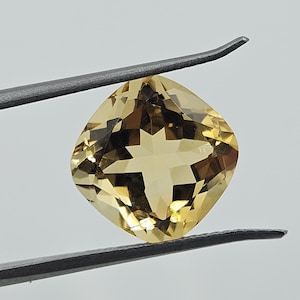 Brazilian Citrine Cushion Cut Stone: 12mm AAA Gemstone